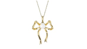 Opal Bow Necklace in 10kt Yellow Gold