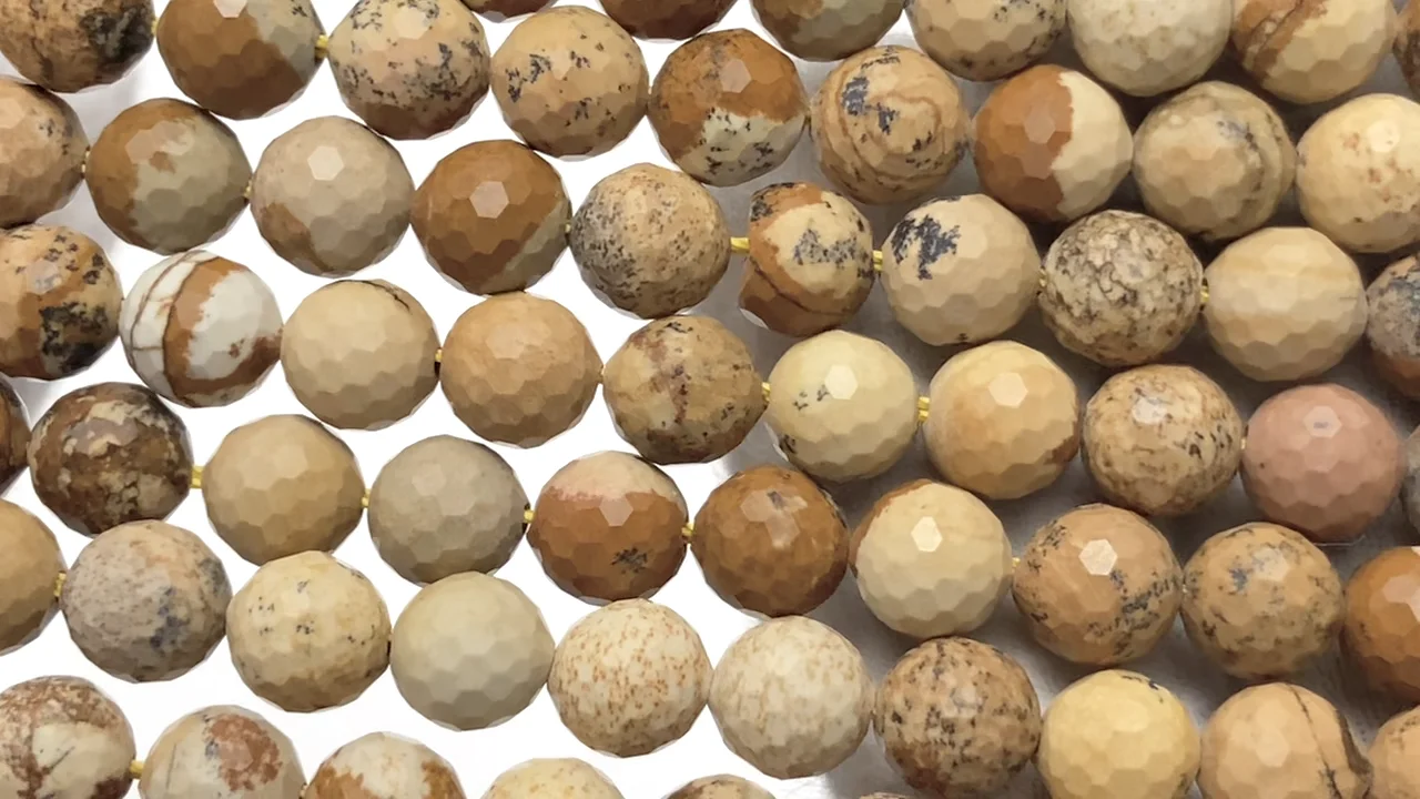 ピクチャージャスパー 128面ラウンドカット6mm 1連｜天然石ビーズの卸