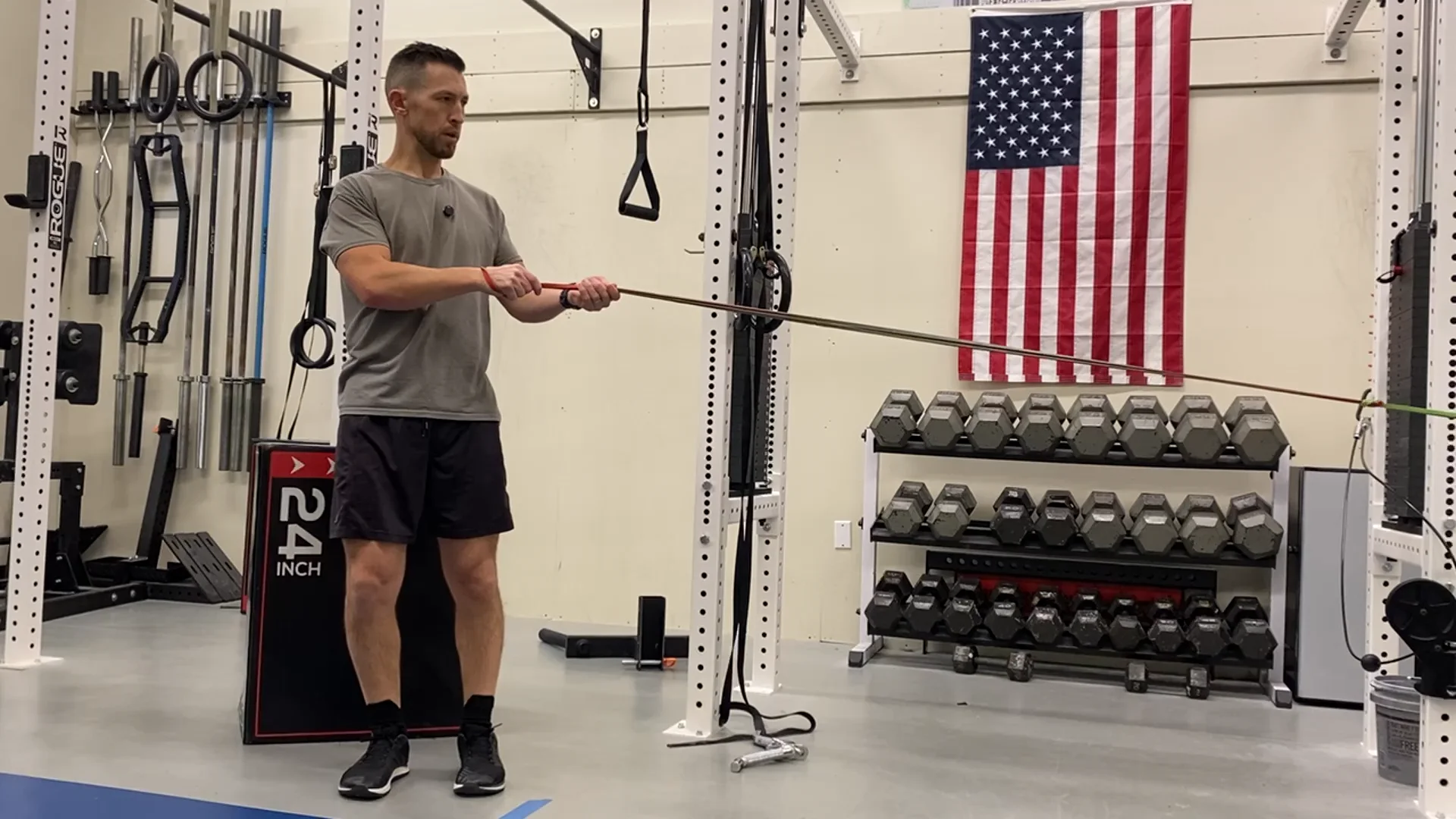 Rear Foot Supported RDL Hold with Cross Body Row