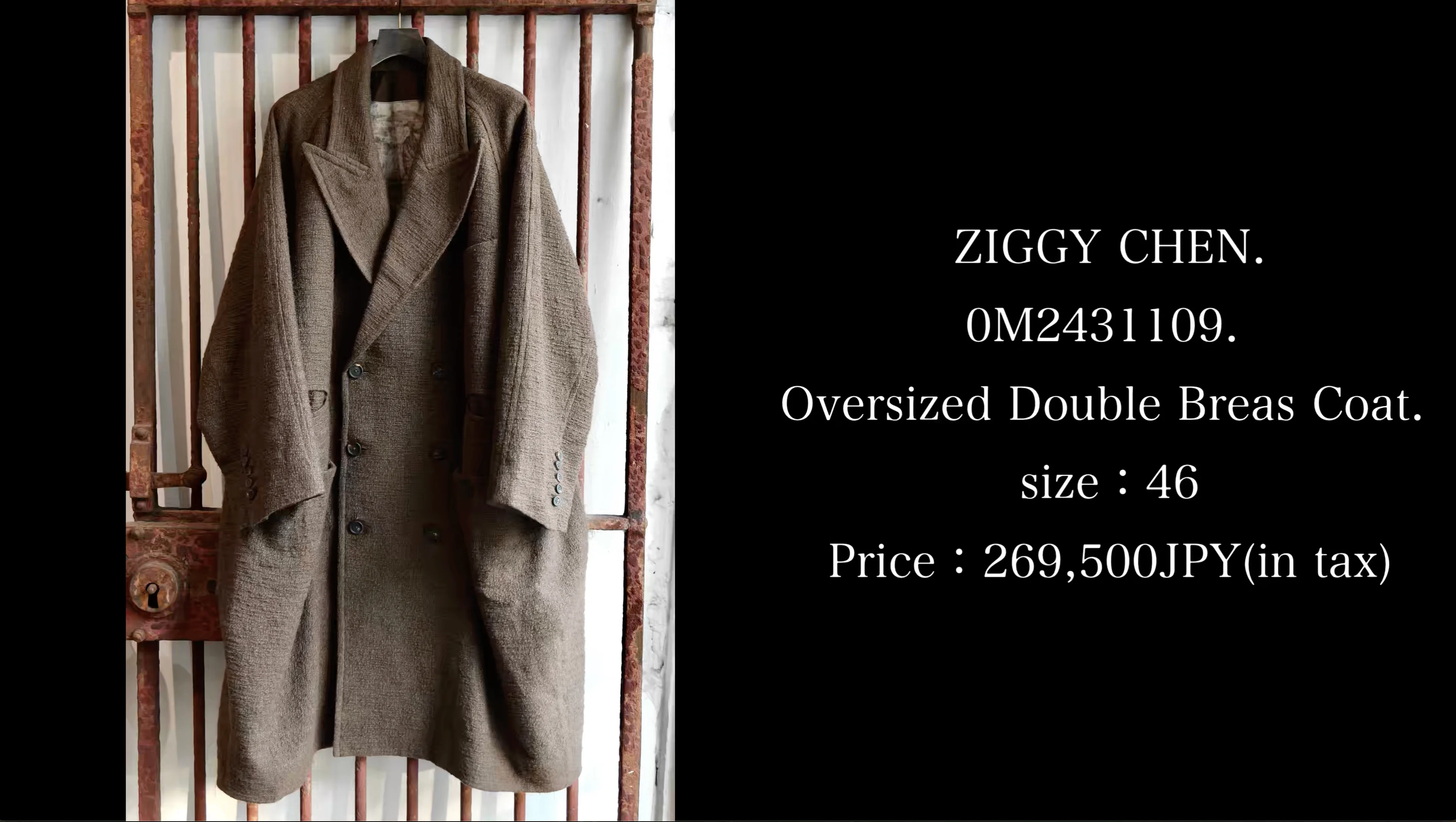 0M2431109. Oversized Double Breast Coat. ZIGGY CHEN 0M2431109. Oversized Double Breast Coat. ZIGGY CHEN