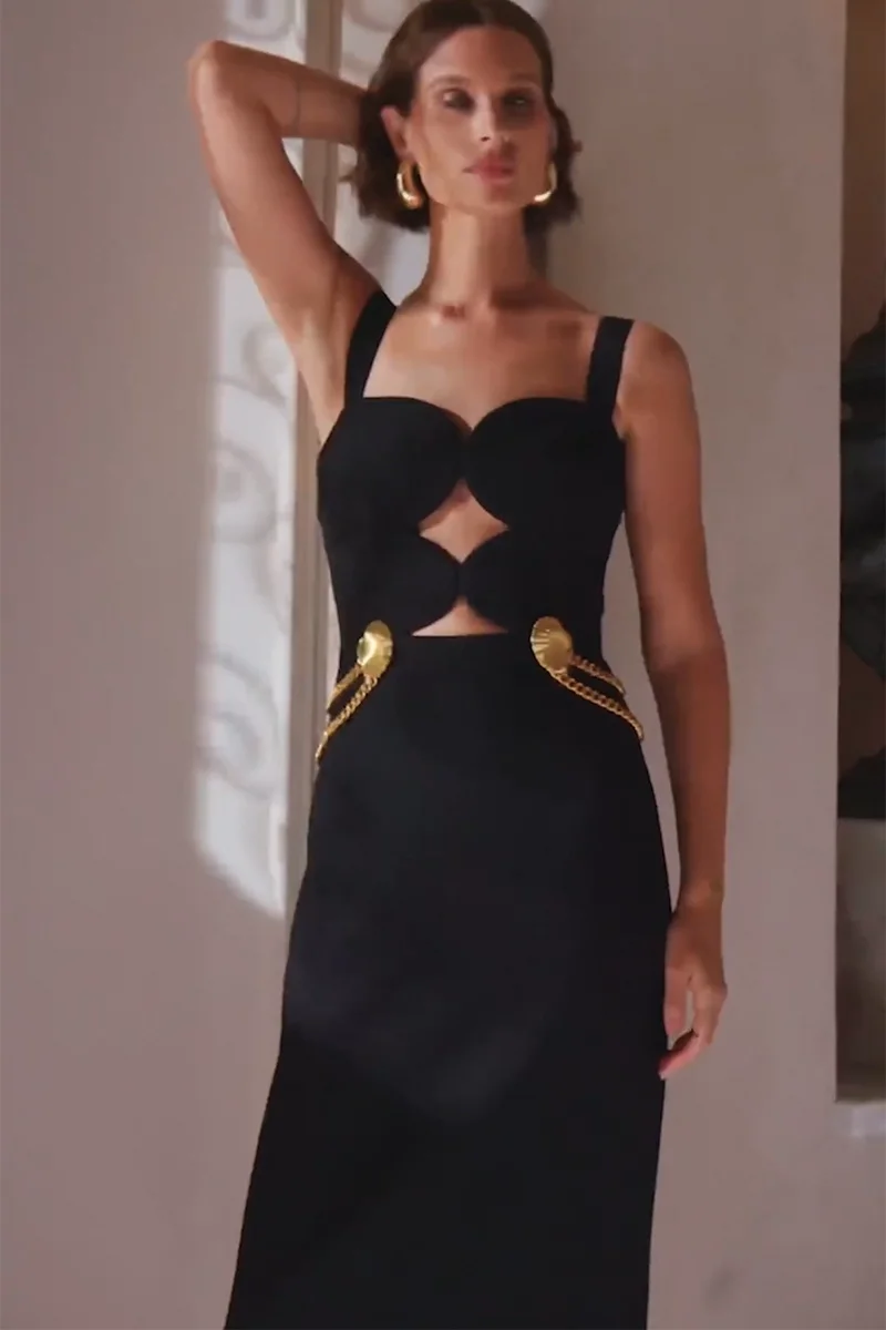【REBECCA VALLANCE】ミディ ドレス ビスチェ シェル ブラック Chelsea Midi Dress Black – Rebecca Vallance