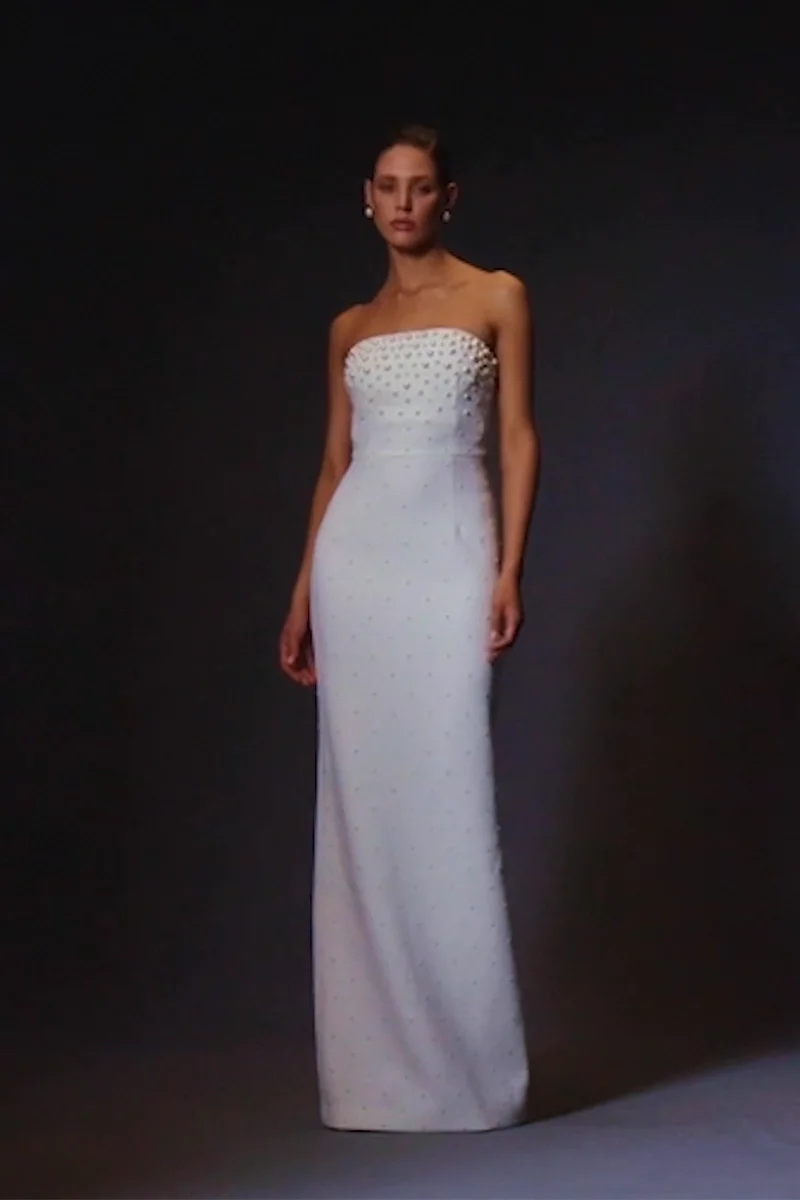 REBECCA VALLANCE ワンピース Bridal Theresa faux pearl 926646 Bridal Theresa faux pearl-embellished gown in white