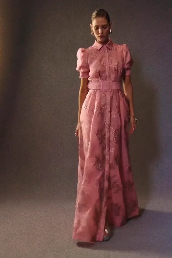 Annette Button Gown Pink – Rebecca Vallance