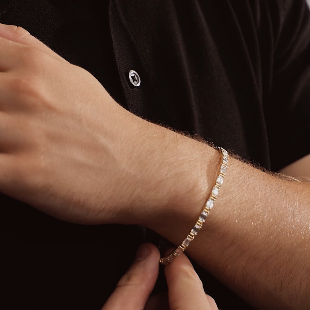 13 ctw Emerald Lab Grown Diamond Tennis Bracelet Inches 14K