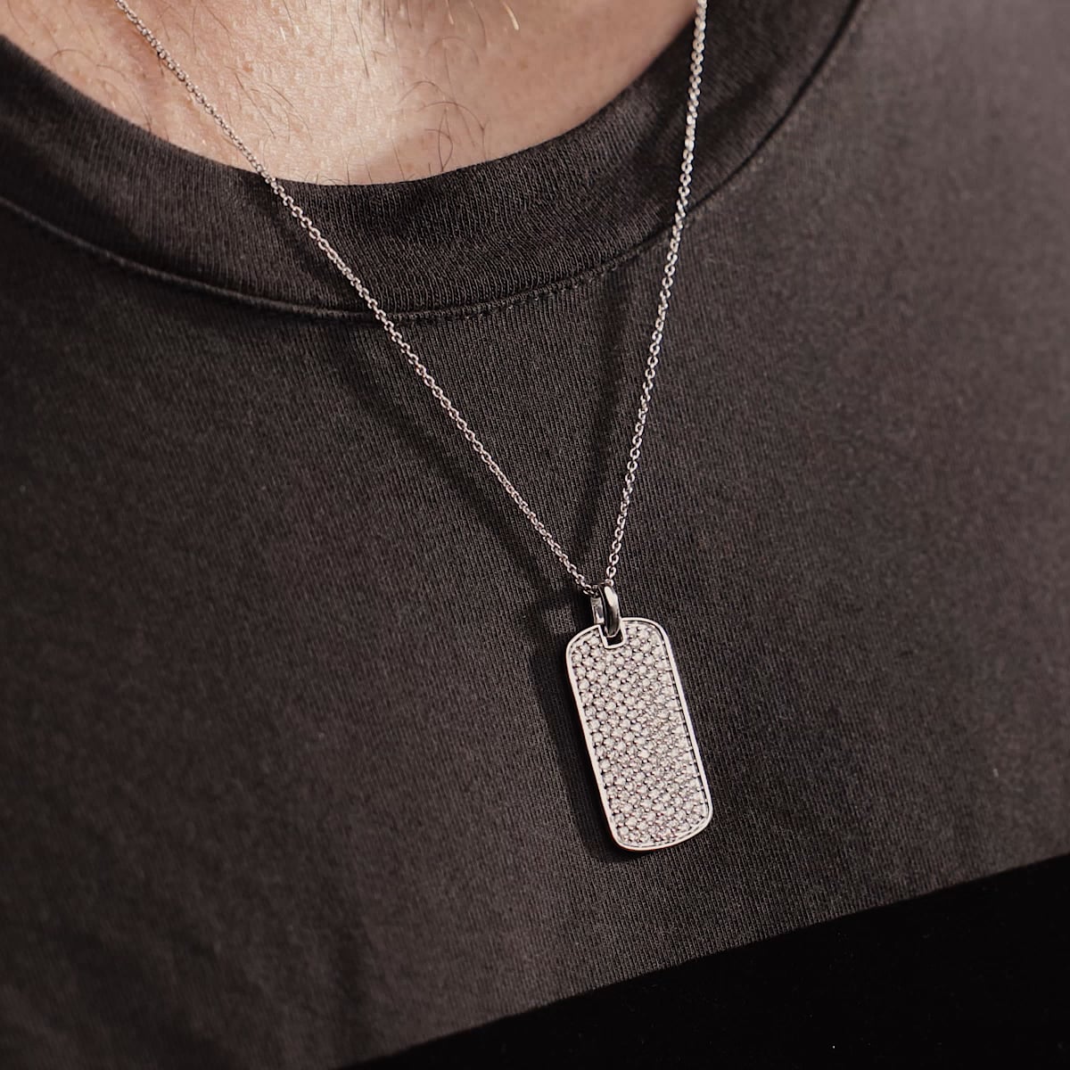 product video 2 for 1 1/2 ctw Round Lab Grown Diamond Dog Tag Fashion Pendant