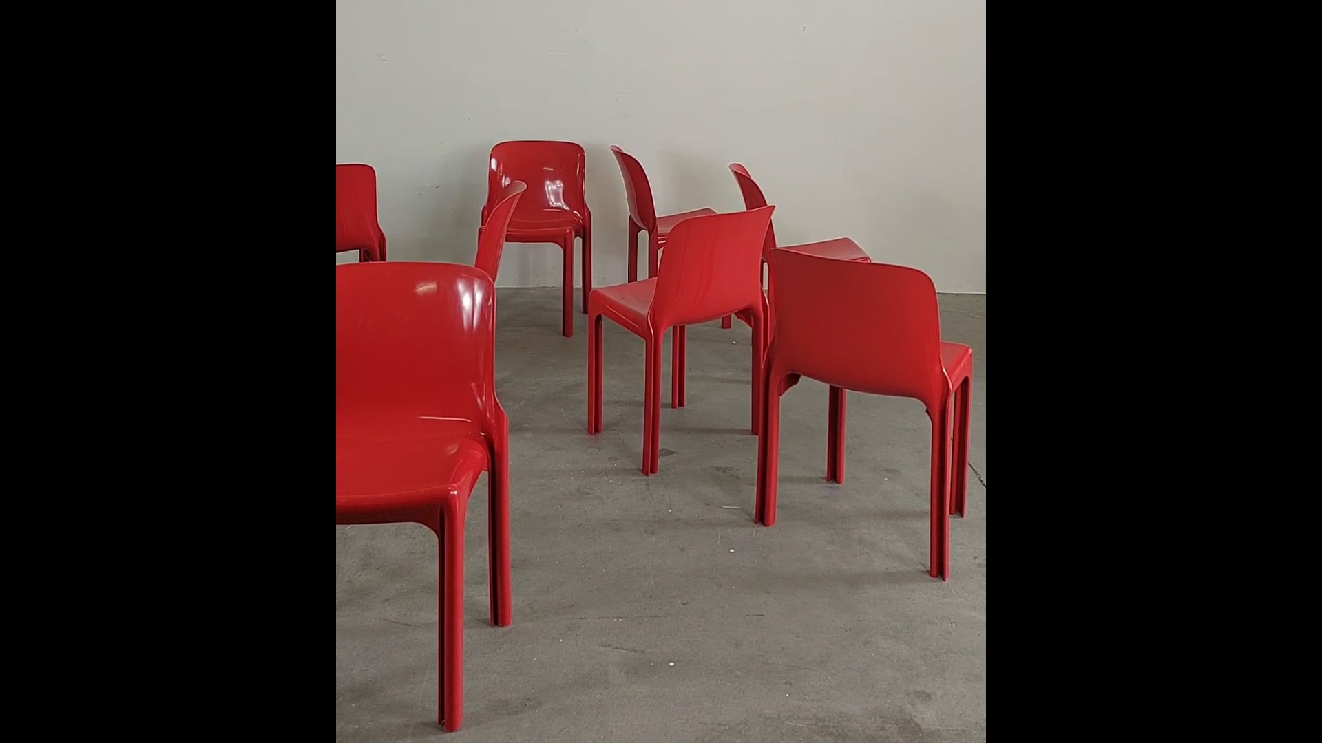Vico Magistretti Set of Nine Red Selene Chairs by Heller 2002s For