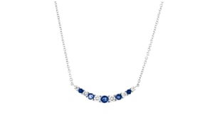 .30 ct. t.w. Sapphire and .20 ct. t.w. Lab-Grown Diamond Curved Necklace in Sterling Silver