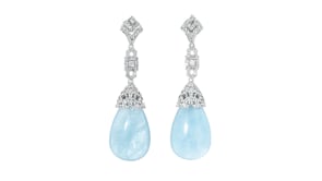 16.00 ct. t.w. Aquamarine and .70 ct. t.w. White Topaz Vintage-Style Drop Earrings in Sterling Silver