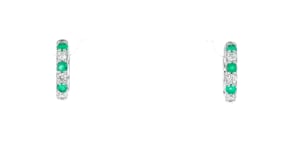 .20 ct. t.w. Emerald and .25 ct. t.w. Lab-Grown Diamond Huggie Hoop Earrings in Sterling Silver