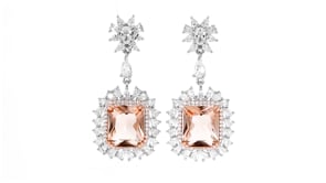 12.00 ct. t.w. Simulated Morganite and 3.65 ct. t.w. CZ Drop Earrings in Sterling Silver