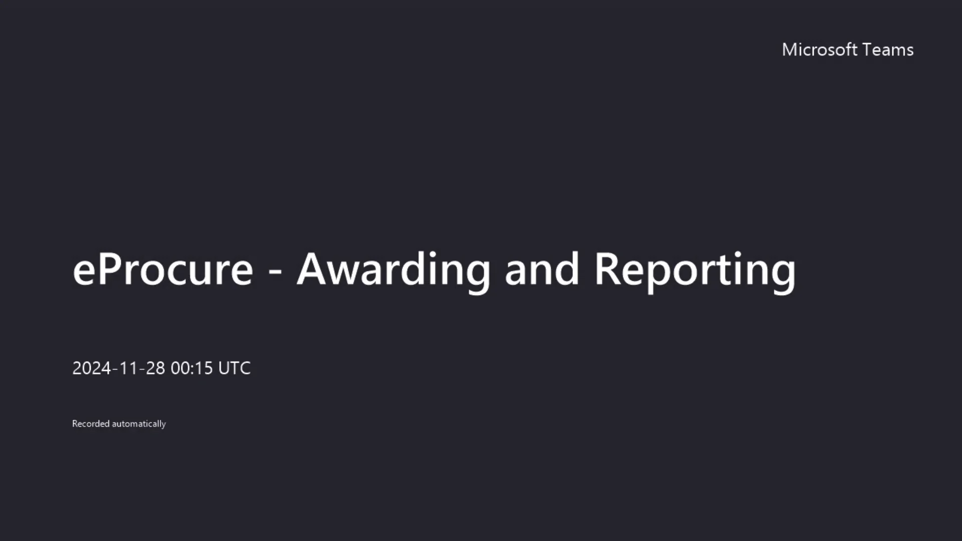 eProcure - Awarding and Reporting