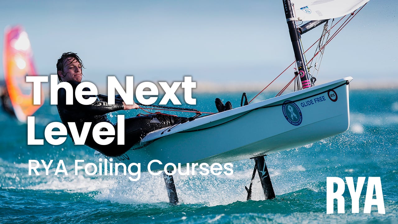Two windsurfers on the water, featuring the caption 