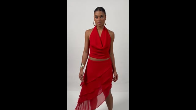 Saia Babados Fiorella Vermelha