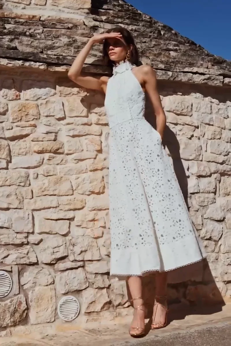 24PF new/REBECCA VALLANCE デラニードレス Midi Dress White Bridal Alicia embellished crêpe midi dress in white