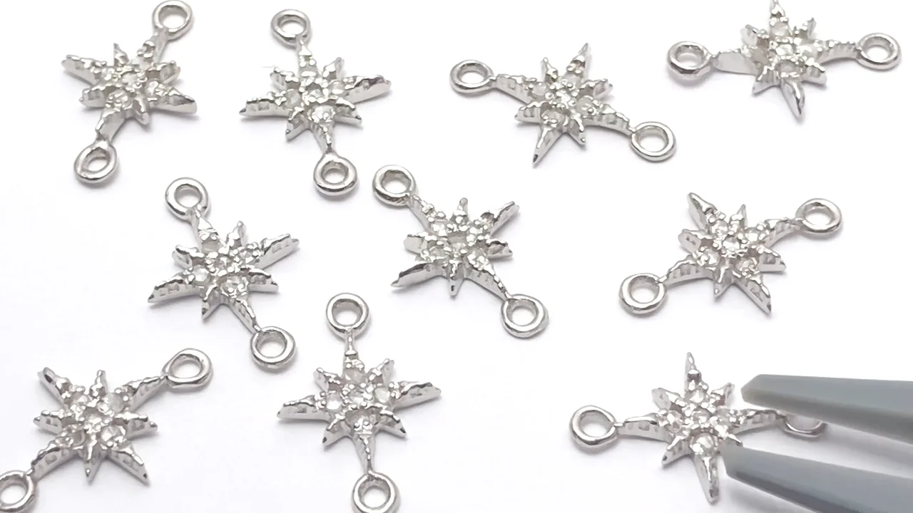 ダイヤモンド スター（星）チャーム 8×8×1.5mm 【両カン】 SILVER925製