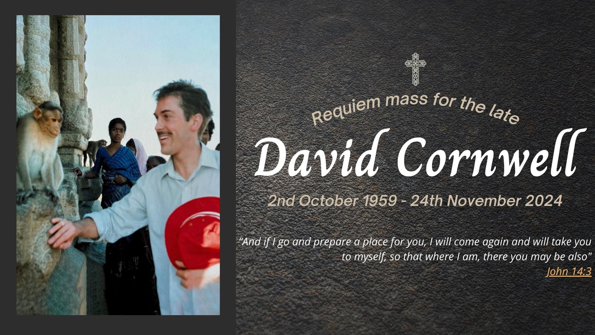 Funeral livestream of the late David Harold Cornwell.