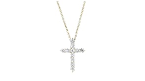 .50 ct. t.w. Lab-Grown Diamond Cross Pendant Necklace in 14kt Yellow Gold