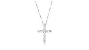 .50 ct. t.w. Lab-Grown Diamond Cross Pendant Necklace in 14kt White Gold