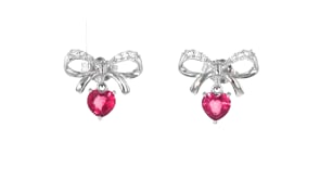 1.10 ct. t.w. Rhodolite Garnet Bow Drop Earrings with White Topaz in Sterling Silver