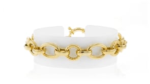 18kt Gold Over Sterling Circle and Oval-Link Bracelet