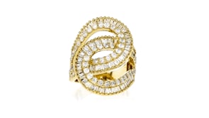2.00 ct. t.w. Round and Baguette Diamond Interlocking-Loop Ring in 18kt Gold Over Sterling