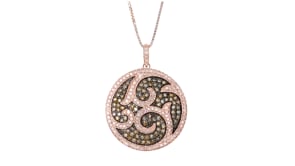 1.50 ct. t.w. Brown and White Diamond Medallion Pendant Necklace in 18kt Rose Gold Over Sterling