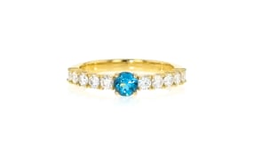.30 Carat London Blue Topaz and .50 ct. t.w. Moissanite Ring in 18kt Gold Over Sterling