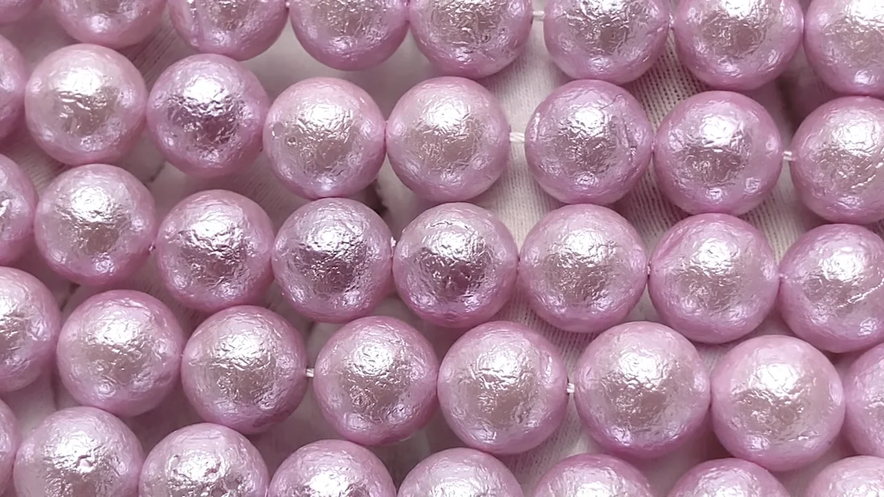 貝パール（シュガーパール） ピンク ラウンド10mm 1連｜天然石ビーズの