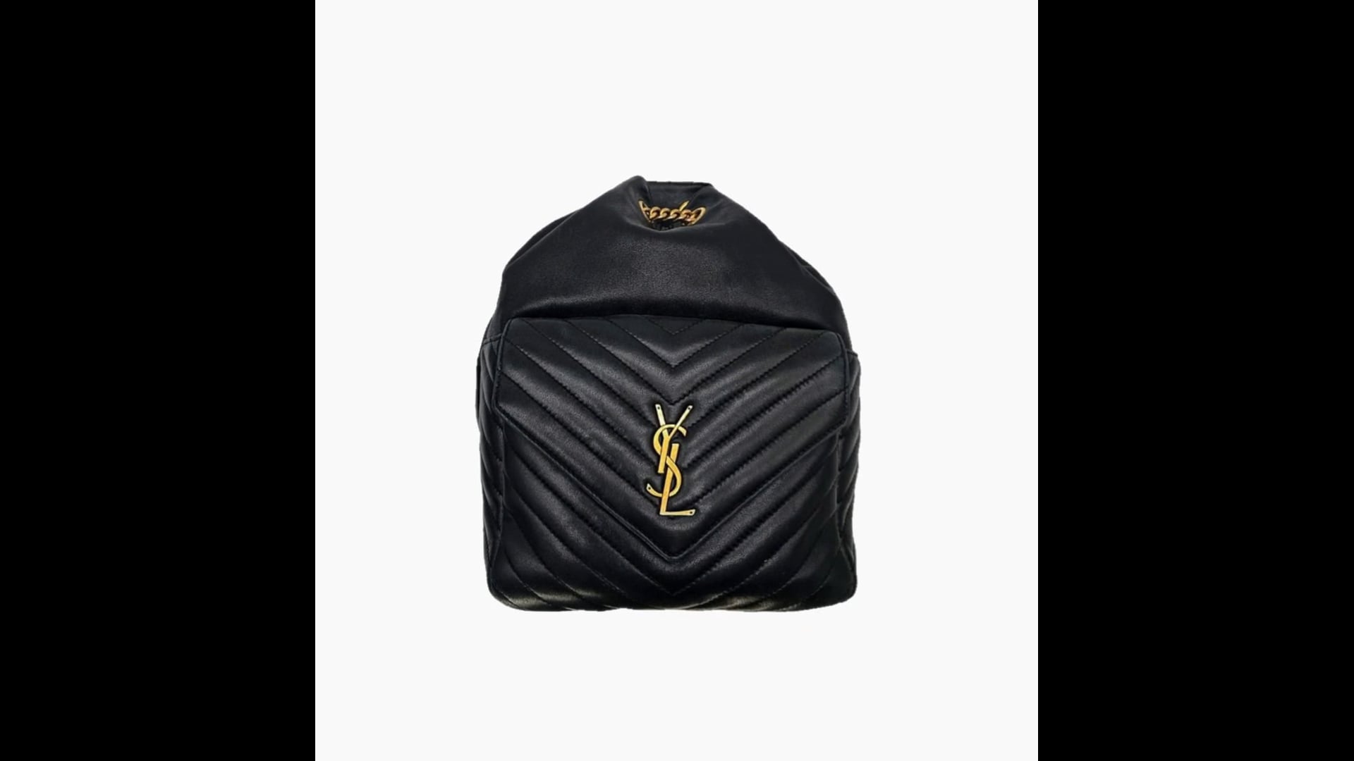 Saint Laurent Chevron Quilted Backpack Noir SAINT LAURENT Sheepskin Matelasse Chevron Monogram Medium  main image 4