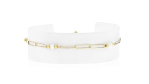 Italian 3-3.5mm Cultured Pearl Paper Clip Link Bracelet in 10kt Yellow Gold