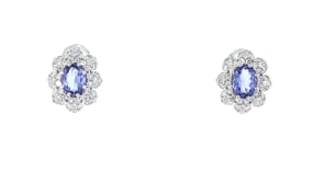 1.40 ct. t.w. Tanzanite and 1.33 ct. t.w. Diamond Flower Earrings in 14kt White Gold