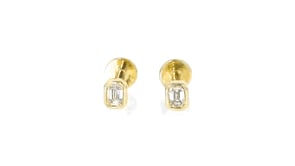 .10 ct. t.w. Emerald-Cut Lab-Grown Diamond Flat-Back Stud Earrings in 14kt Yellow Gold