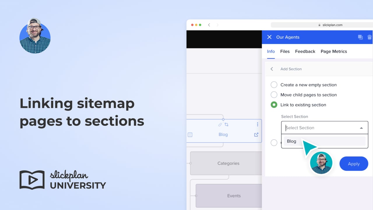 Linking sitemap pages to sections