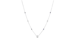 .15 ct. t.w. Lab-Grown Diamond Station Necklace with Sapphires in Sterling Silver