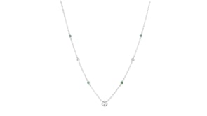 .15 ct. t.w. Lab-Grown Diamond Station Necklace with Emeralds in Sterling Silver