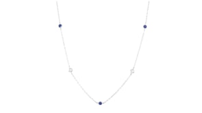 .20 ct. t.w. Sapphire and .25 ct. t.w. Lab-Grown Diamond Station Necklace in Sterling Silver