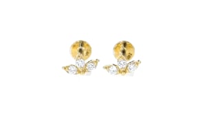 .10 ct. t.w. Lab-Grown Diamond Three-Stone Flat-Back Stud Earrings in 14kt Yellow Gold