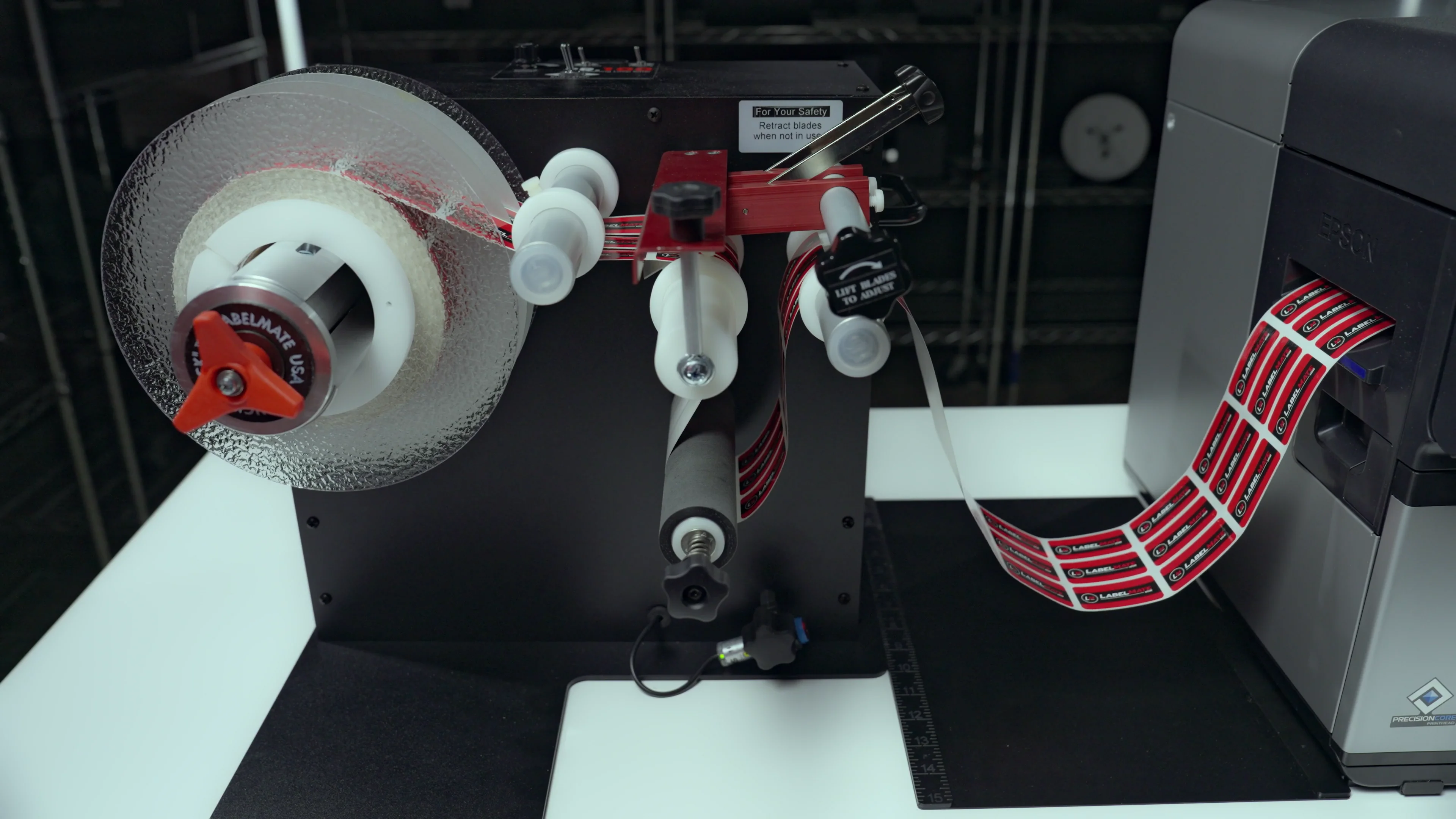 All-in-One Label Slitter & Label Rewinder - 3 Blades