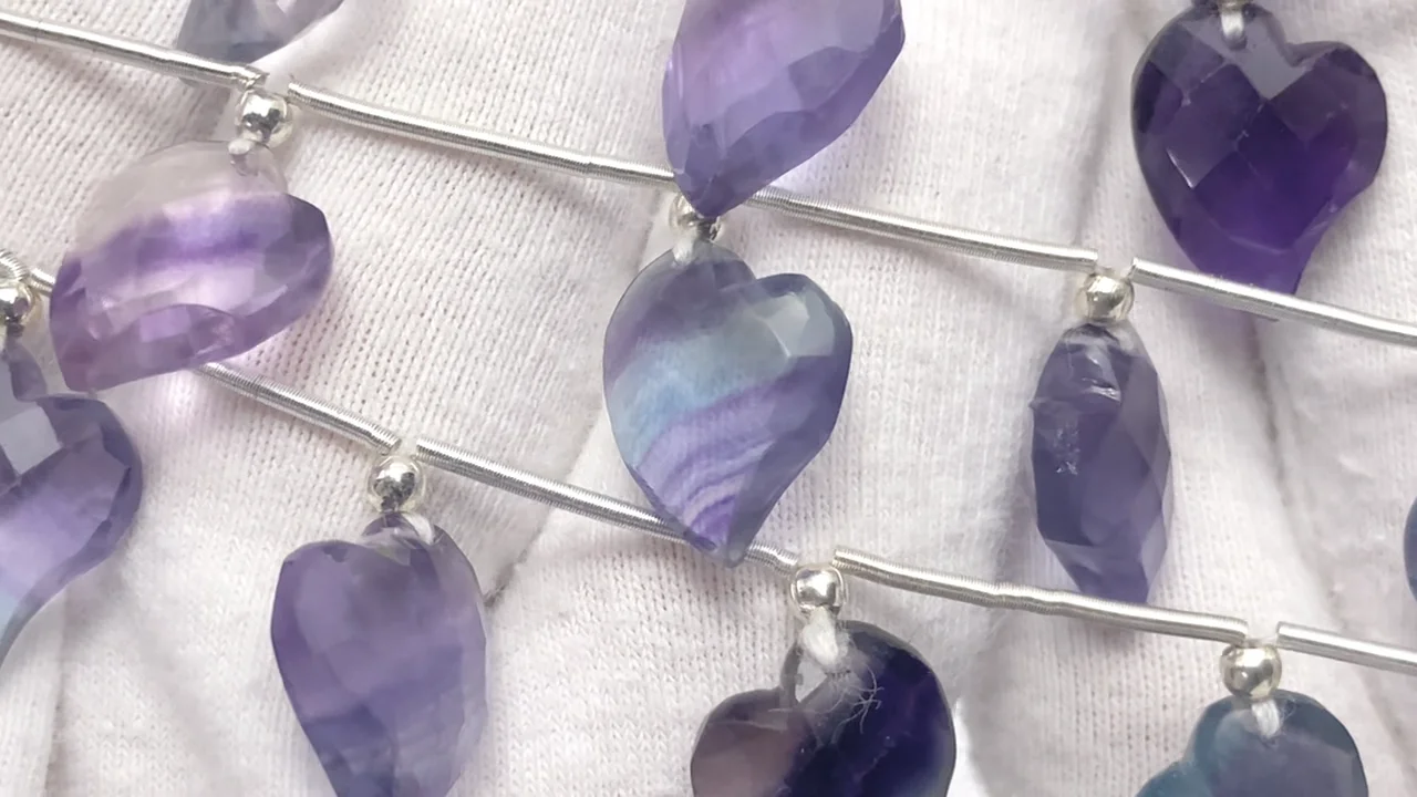 フローライト ハートカット 1連｜天然石ビーズ・ルース