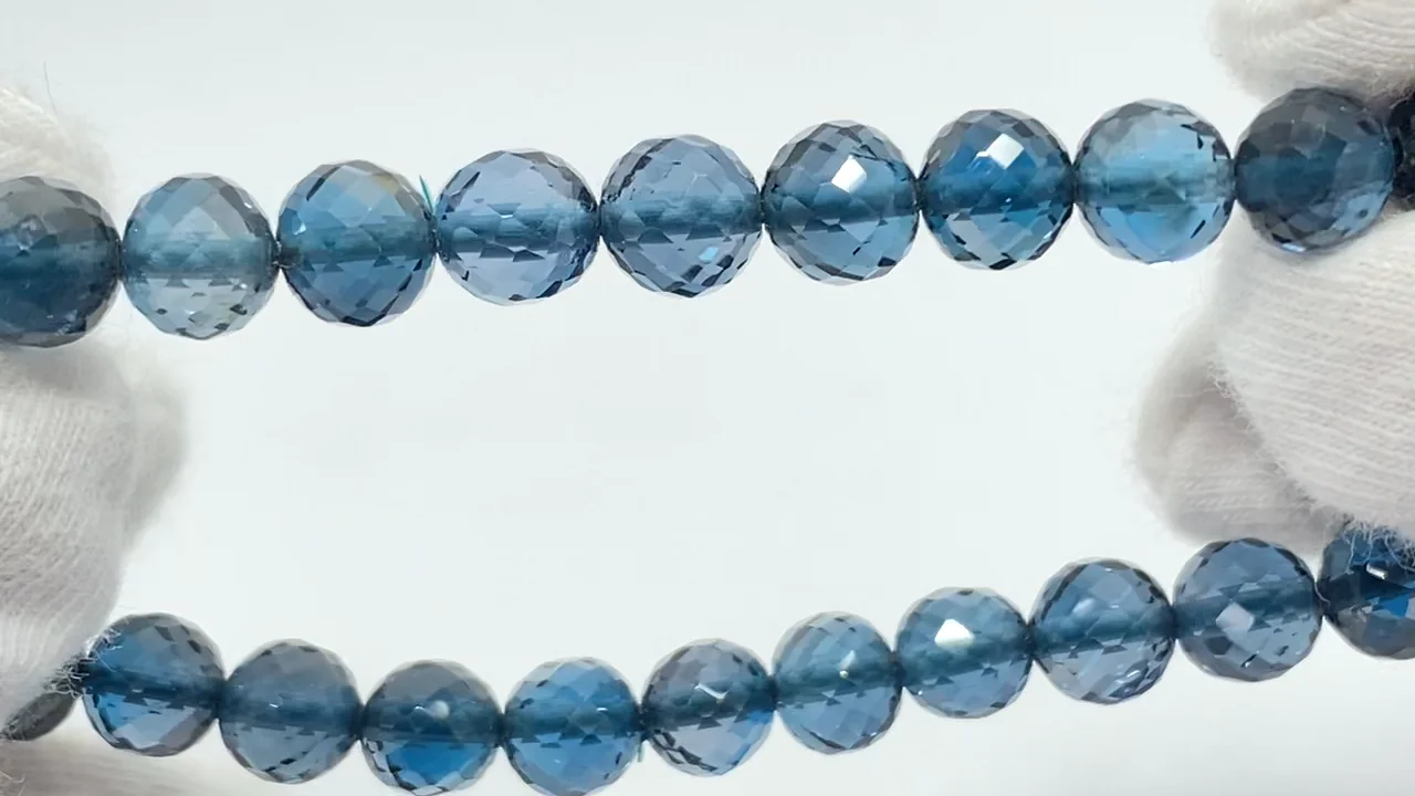 宝石質ロンドンブルートパーズ AAA- ラウンドカット6mm 1連