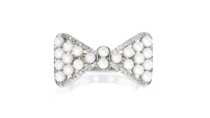 2-2.5mm Cultured Pearl and .10 ct. t.w. Diamond Bow Ring in Sterling Silver
