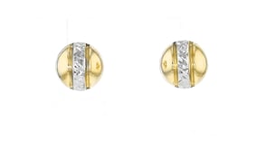 Italian 10kt Two-Tone Gold Diamond-Cut Domed Earrings