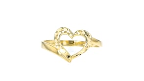 10kt Yellow Gold Diamond-Cut Heart Ring