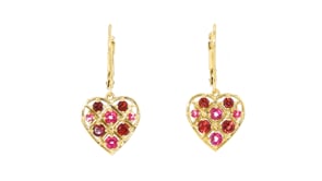 .80 ct. t.w. Garnet and .50 ct. t.w. Pink Topaz Heart Drop Earrings in 18kt Gold Over Sterling
