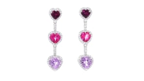 9.20 ct. t.w. Multi-Gemstone Heart Drop Earrings in Sterling Silver