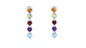1.70 ct. t.w. Multi-Gemstone Heart Drop Earrings in Sterling Silver