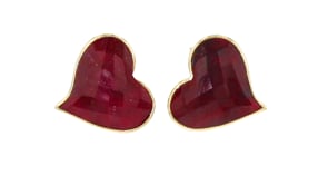 25.00 ct. t.w. Ruby Heart Earrings in 18kt Gold Over Sterling