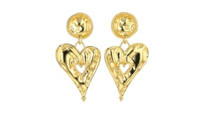 18kt Gold Over Sterling Asymmetrical Heart Drop Earrings