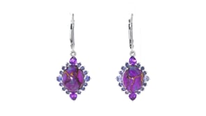 Purple Turquoise and .90 ct. t.w. Multi-Gemstone Drop Earrings in Sterling Silver