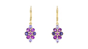 2.10 ct. t.w. Multi-Gemstone Floral Cluster Drop Earrings in 18kt Gold Over Sterling